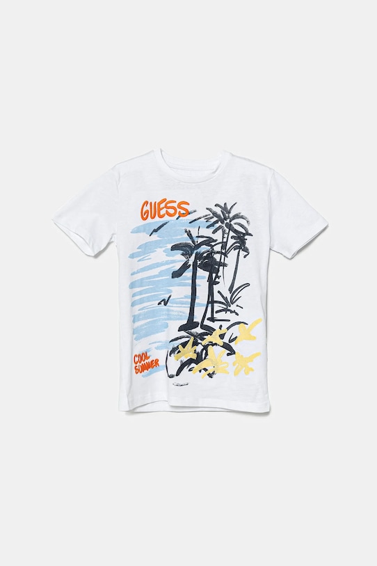 

Детская хлопковая футболка Guess, белый