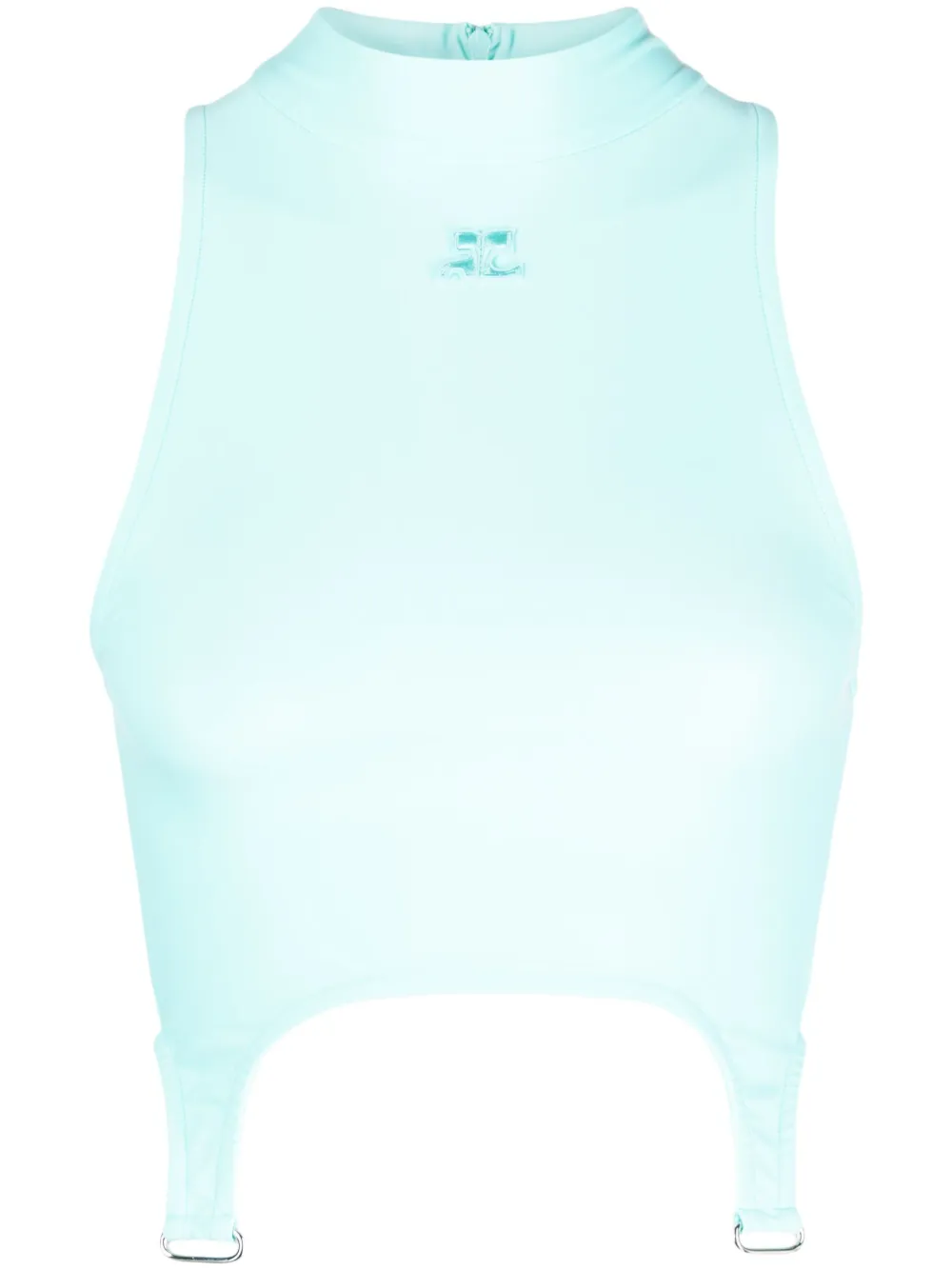

Укороченный топ с нашивкой-логотипом Courrèges, синий