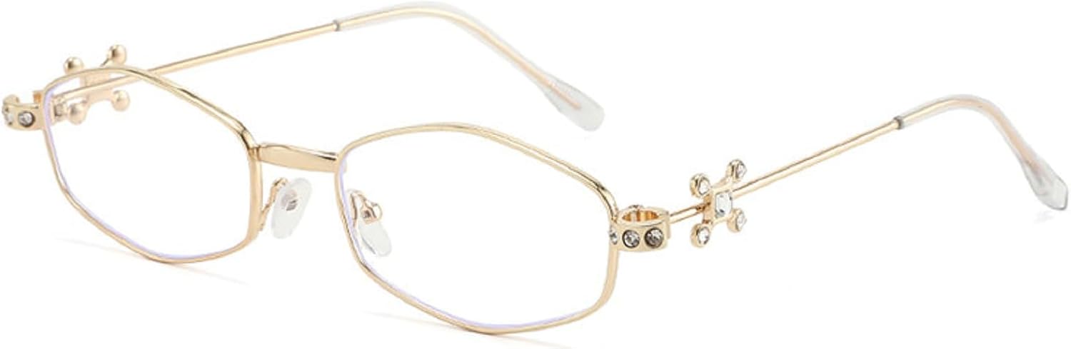 

Женские солнцезащитные очки в металлической оправе со стразами, модель 2025, блестящие бриллиантовые солнцезащитные очки UV400, модные многоугольные очки mincl, Gold Clear