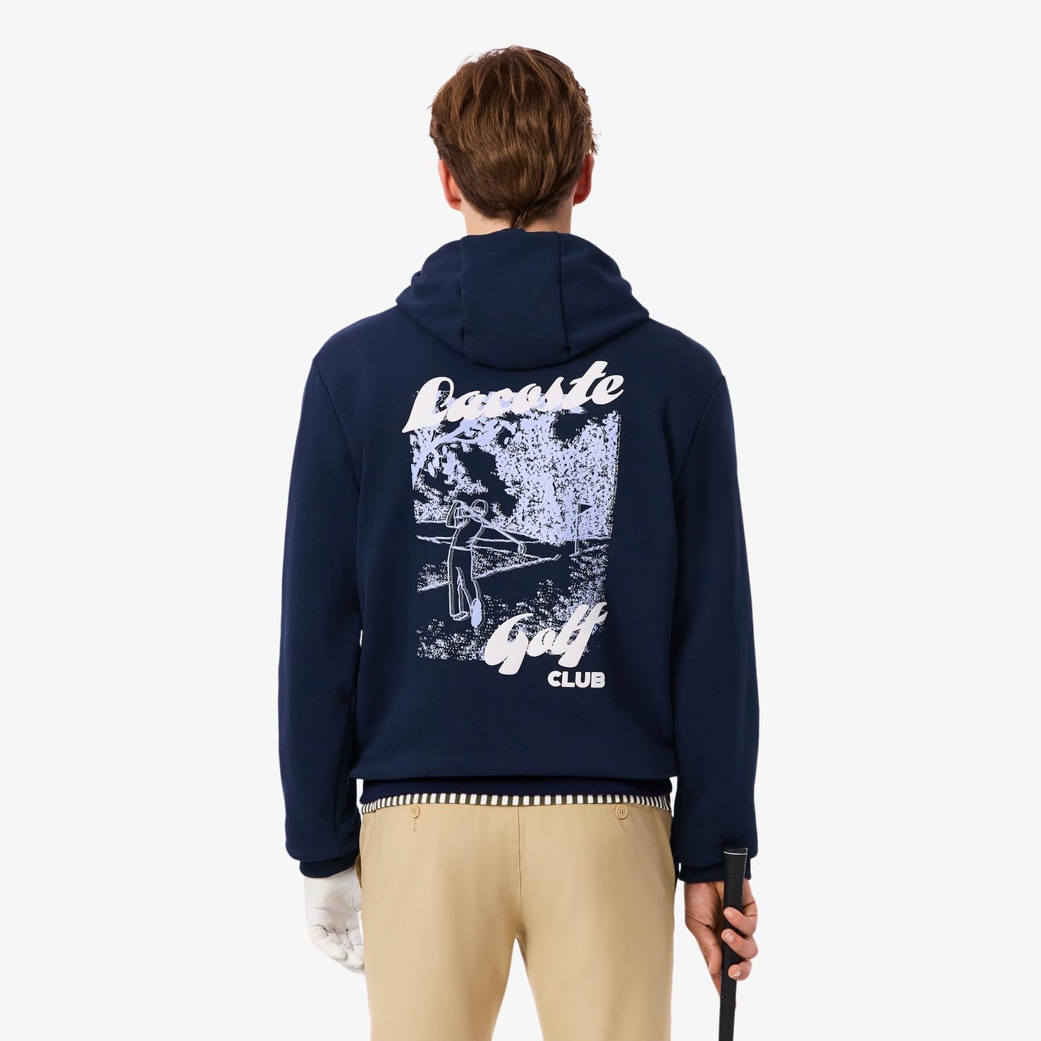 Мужская толстовка Lacoste (официальная) с принтом игрока на спине, темно-синий — фото 2