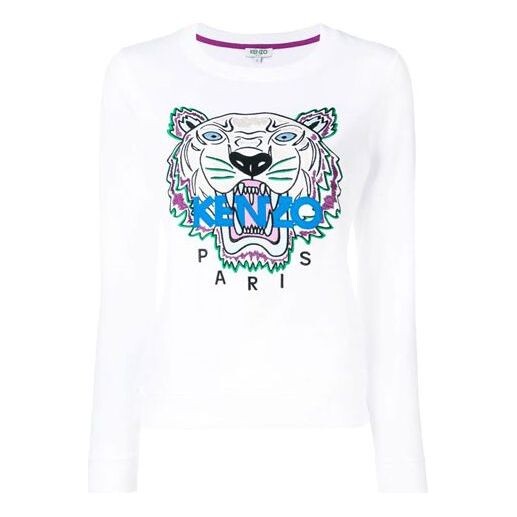 

Свитер tiger head embroidered cotton pullover hoodie white Kenzo, белый