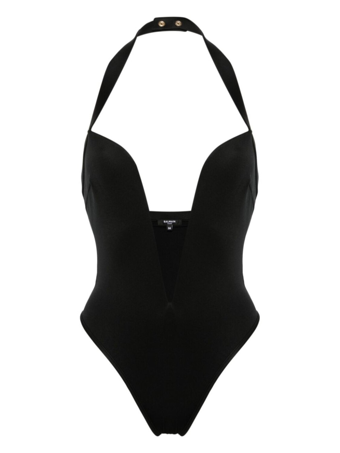 

Balmain plunging halterneck swimsuit, черный