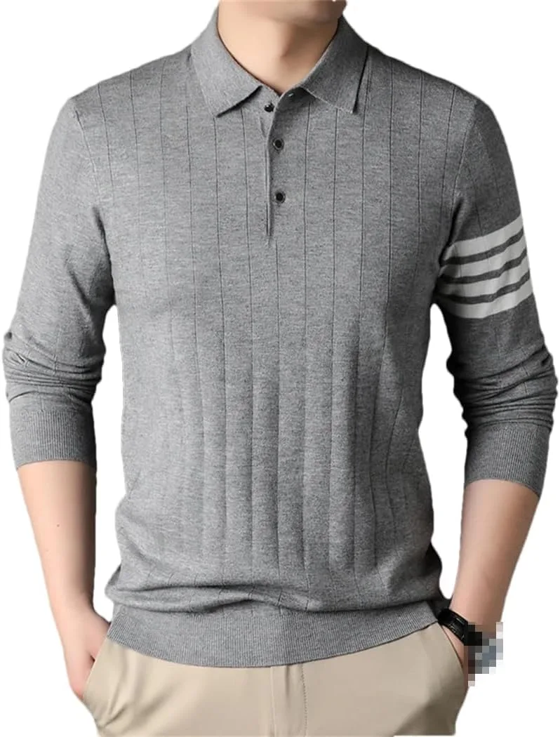 

Мужской классический пуловер из шерстяной смеси с лацканами