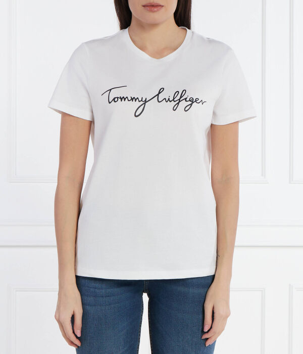 

Футболка reg c-nk подпись Regular fit Tommy Hilfiger, белый