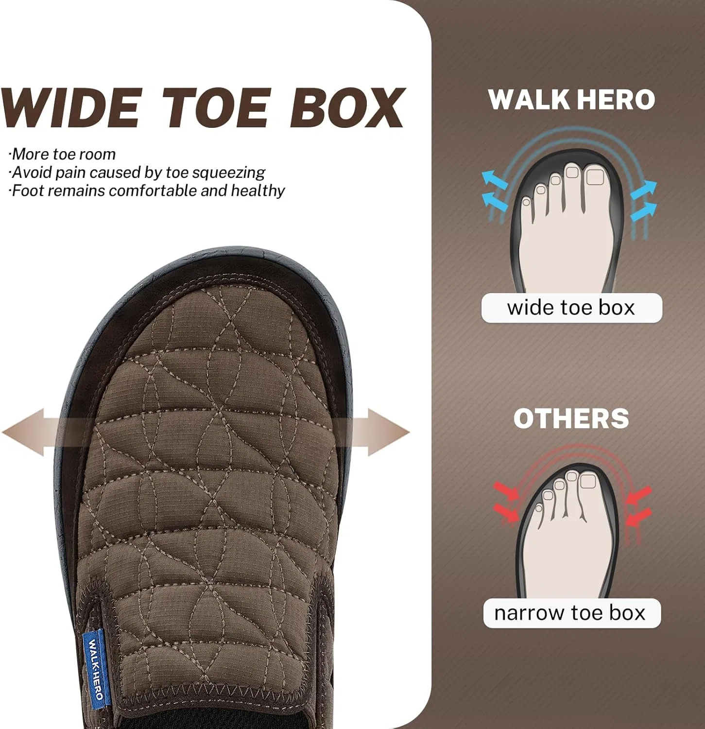 Тапочки с поддержкой стопы, коричневый WALK·HERO COMFORT AND SUPPORT — фото 2