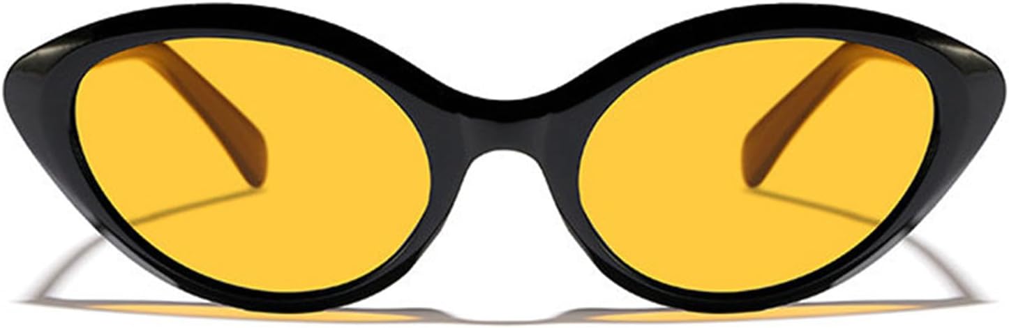 

Солнцезащитные очки «кошачий глаз» для женщин, модные ретро-очки, овальные, черные с желтыми линзами, защита от ультрафиолета UV400, винтажные, для путешествий willochra, C2