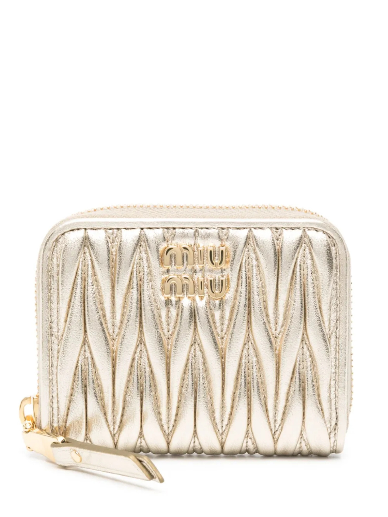 

Картхолдер с эффектом металлик Miu Miu, золотой