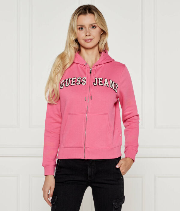 

Толстовка женская Guess Jeans с принтом на молнии, розовый
