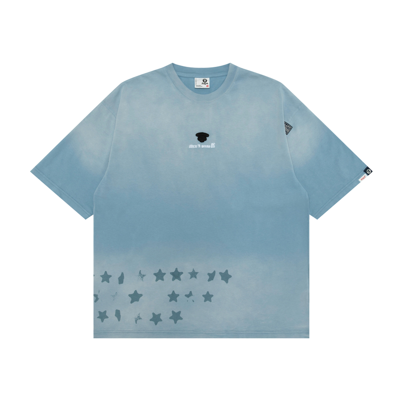 

Футболка A Bathing APE с принтом звезд и техникой тай-дай Aape, синий