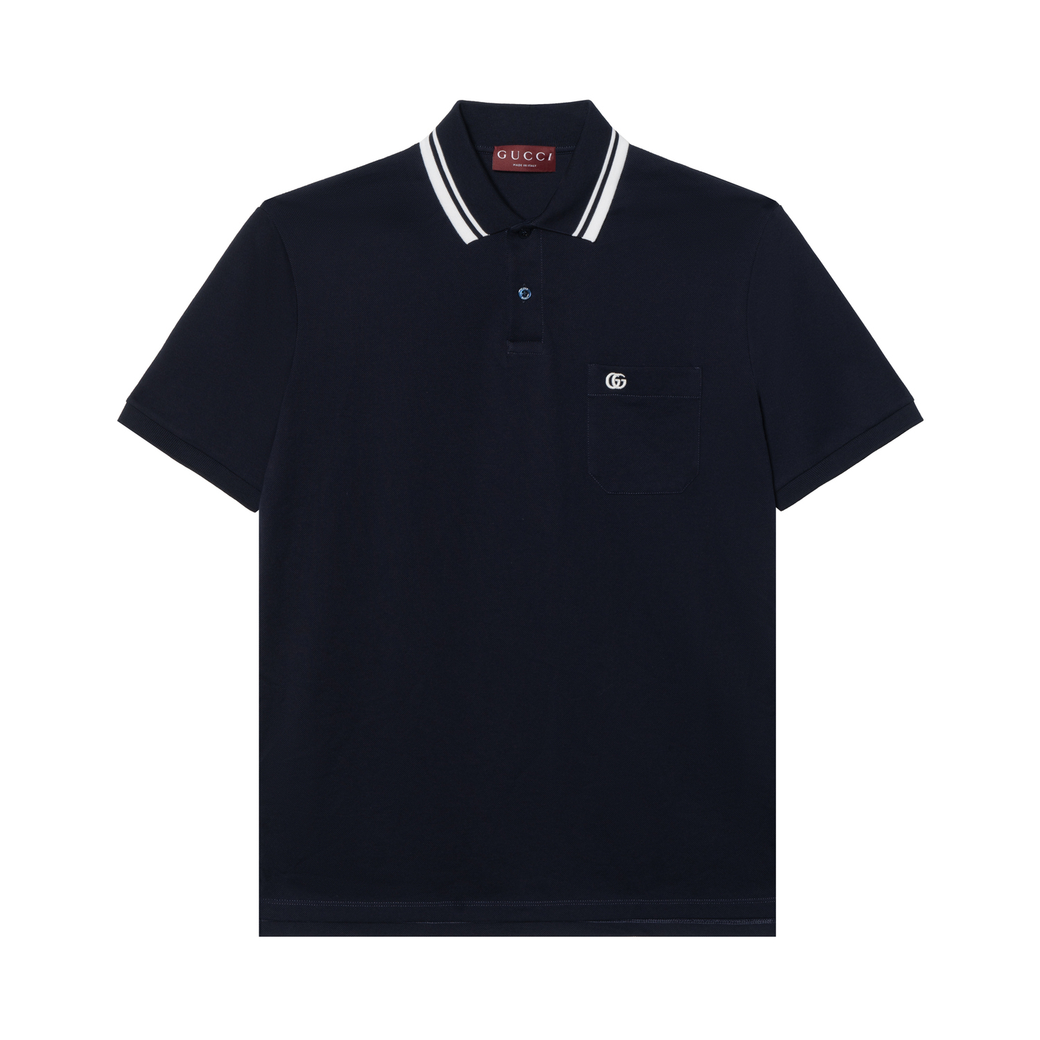 

Поло с коротким рукавом и вышитым логотипом GUCCI, синий