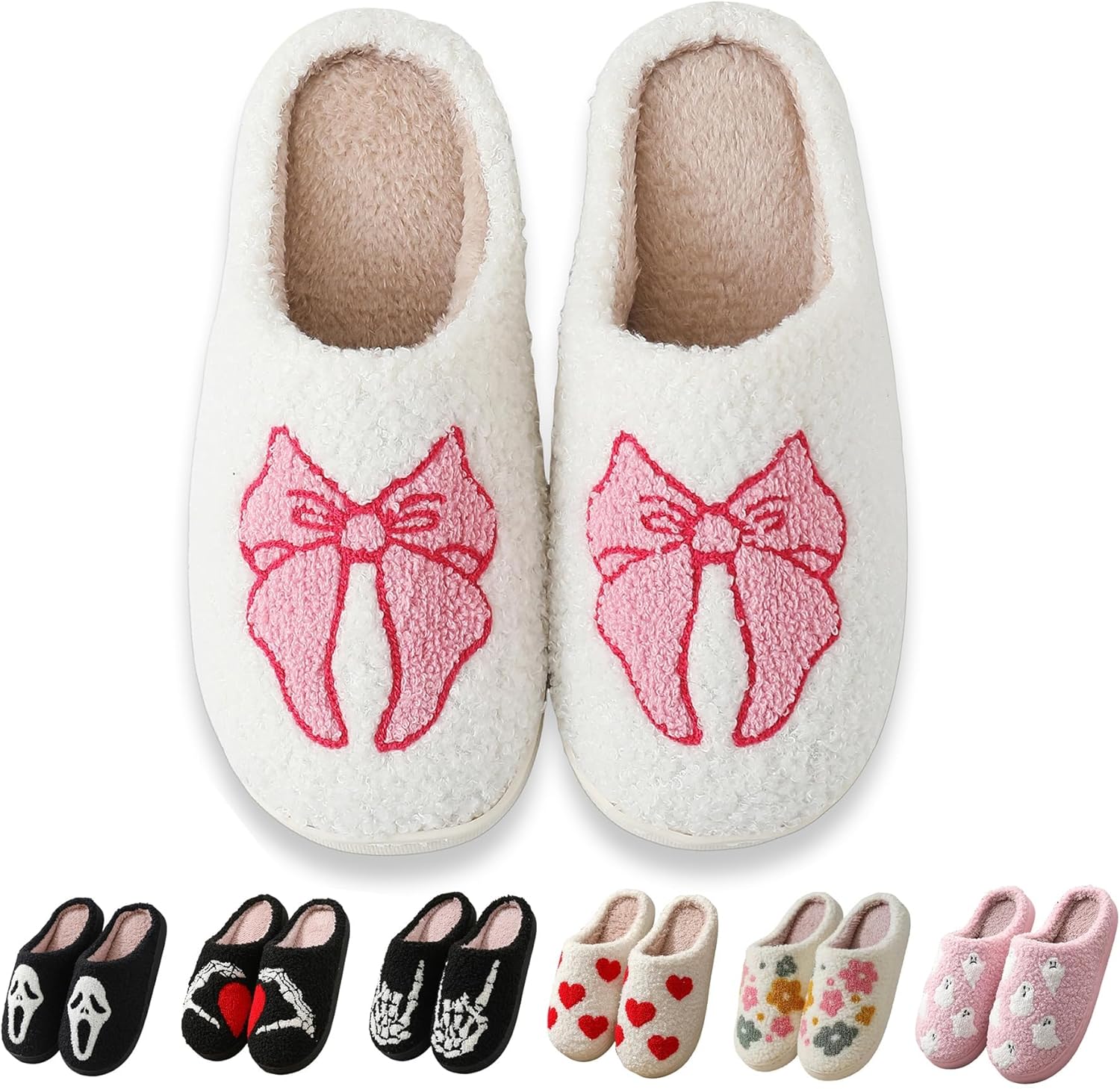 

Мягкие тапочки с принтом привидений и черепов на Хэллоуин - домашняя обувь с пугающей вышивкой, плюшевая подкладка, уютные и жуткие для мужчин и женщин Fpvcqnm, Color6