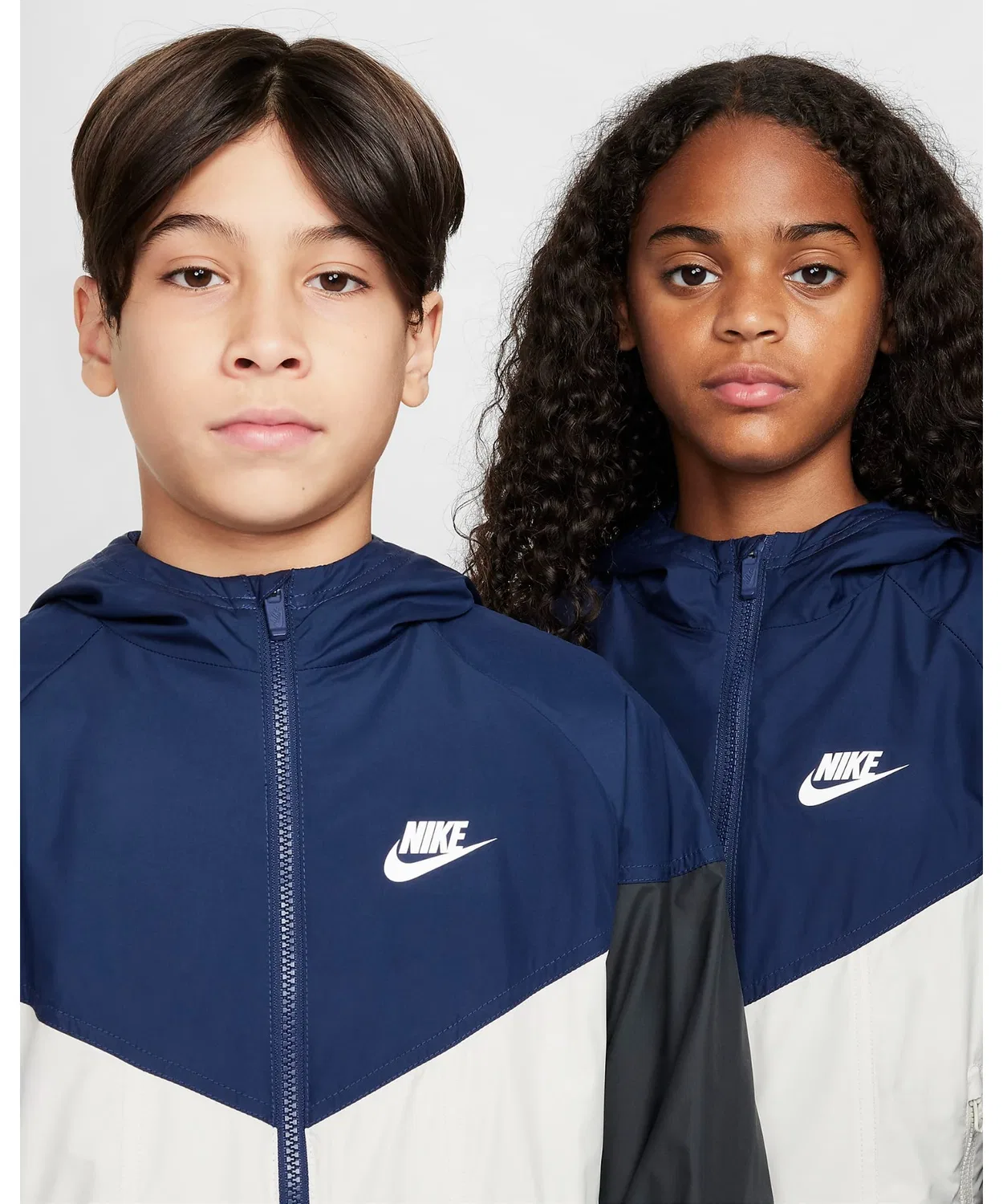 Детская куртка Nike NSW WR Hoodie Jacket, белый с серым — фото 4