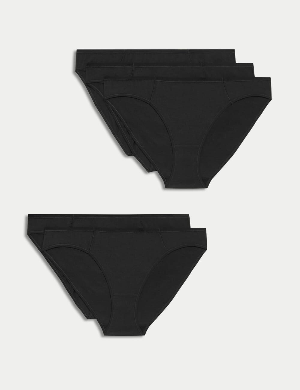 

5 шт. трусики-бикини из хлопка и модала без VPL Marks & Spencer, черный