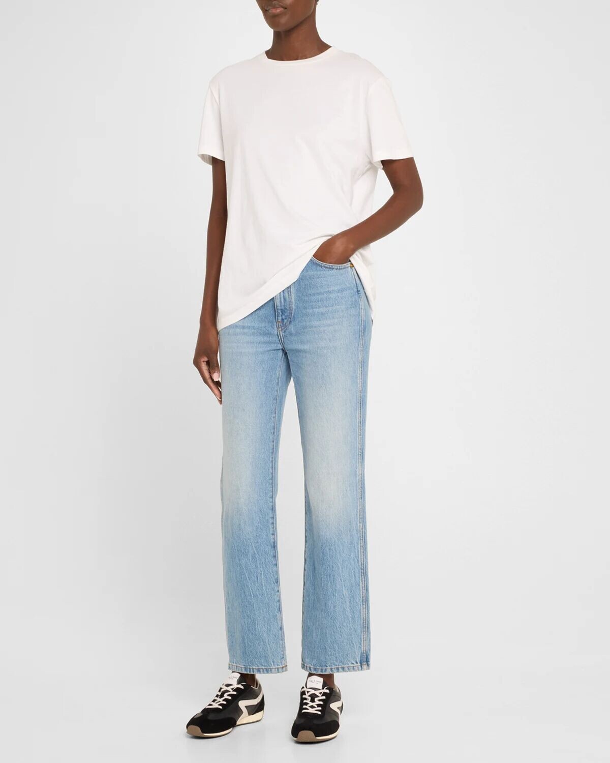 Узкие кроссовки из смешанной кожи в стиле ретро Rag & Bone, цвет Blk — фото 3