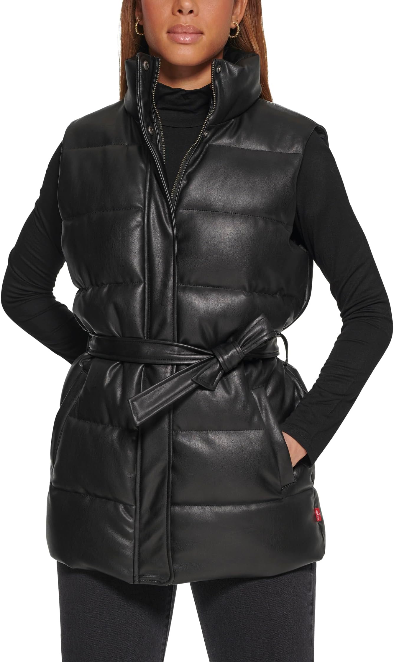

Жилет Levi's Vegan Leather Puffer Vest, черный