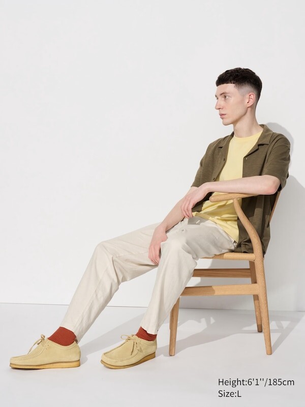 

Свободные брюки из льняной смеси Uniqlo, бежевый