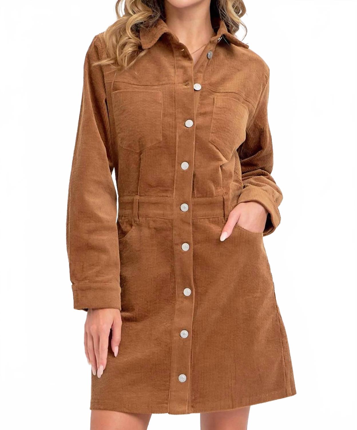 

Sweet Lovely by Jen Вельветовое мини-платье верблюжьего цвета