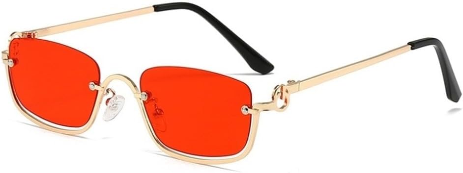 

Солнцезащитные очки в полуободковой квадратной оправе для женщин, роскошные маленькие металлические ретро-прямоугольные солнцезащитные очки черного цвета, модные женские очки GHVWYX, Gold Red