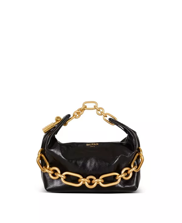 

Миниатюрная сумка для синхронизации из телячьей кожи. Balmain, черный