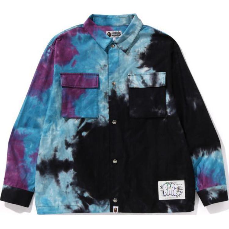 Bape Tie Dye Relaxed Fit Cpo Shirt A BATHING APE, черный