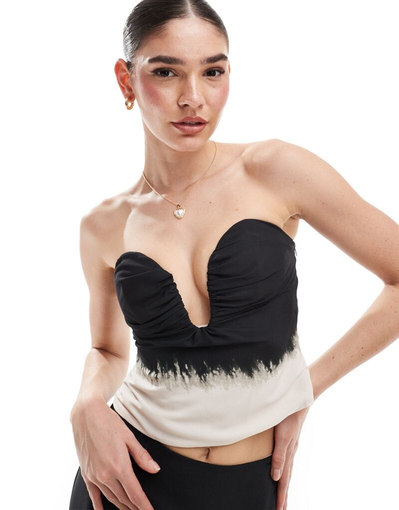 

Корсетный топ со сборками и омбре ASOS DESIGN