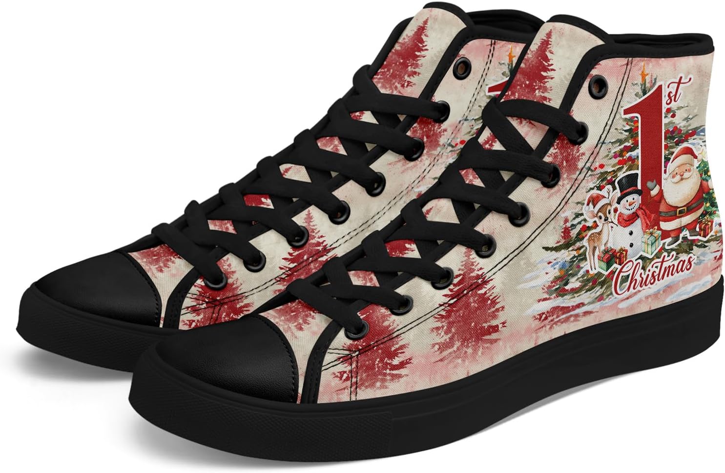 

Высокие кеды на холщовой подошве AWSOLE для мужчин и женщин, с принтом Санты, забавные рождественские повседневные кроссовки для ходьбы, черный/красный/зеленый/бежевый