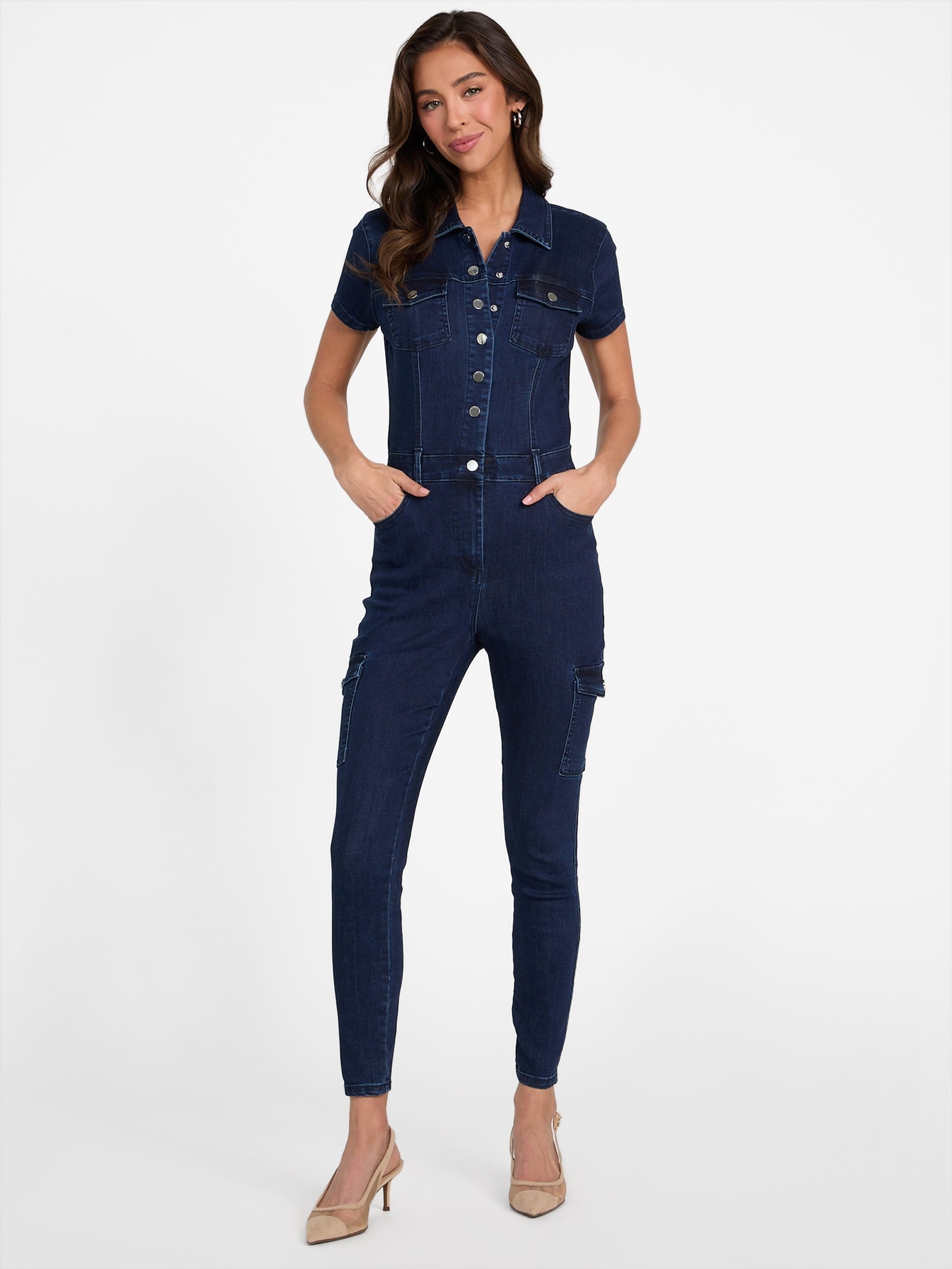 

Комбинезон из денима Eco Brianna Guess Factory, цвет dark wash