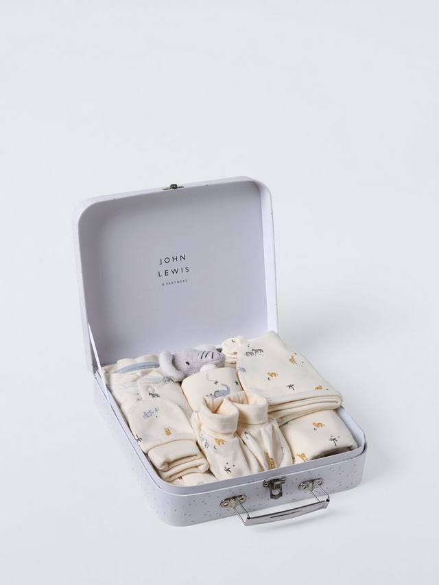 Детский комбинезон Safari John Lewis, Hat, Bib, Blanket, Mitts, Booties, Elephant Toy Gift Set — фото 4
