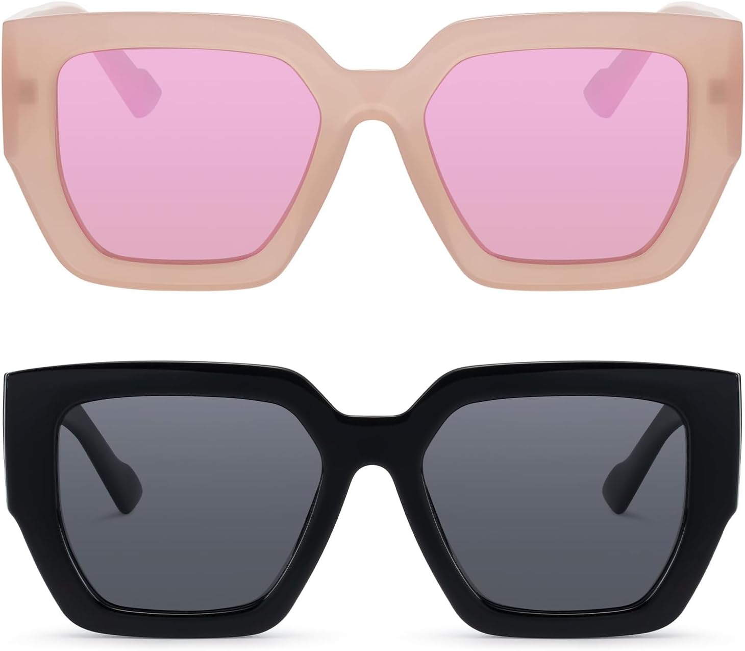

Солнцезащитные очки Dollger Polarized Big Trendy Square Cat Eye для женщин, модные, стильные, в стиле ретро, ​​дизайнерские, с защитой от УФ-излучения UV400, (Black+mirrord Pink+black&leopard) /Polarized
