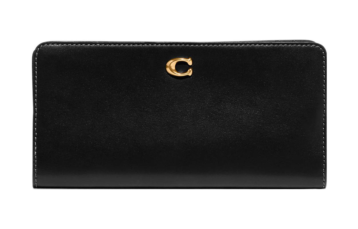 

Кошелек-клатч из телячьей кожи Skinny Wallet Trumpets для женщин черный COACH