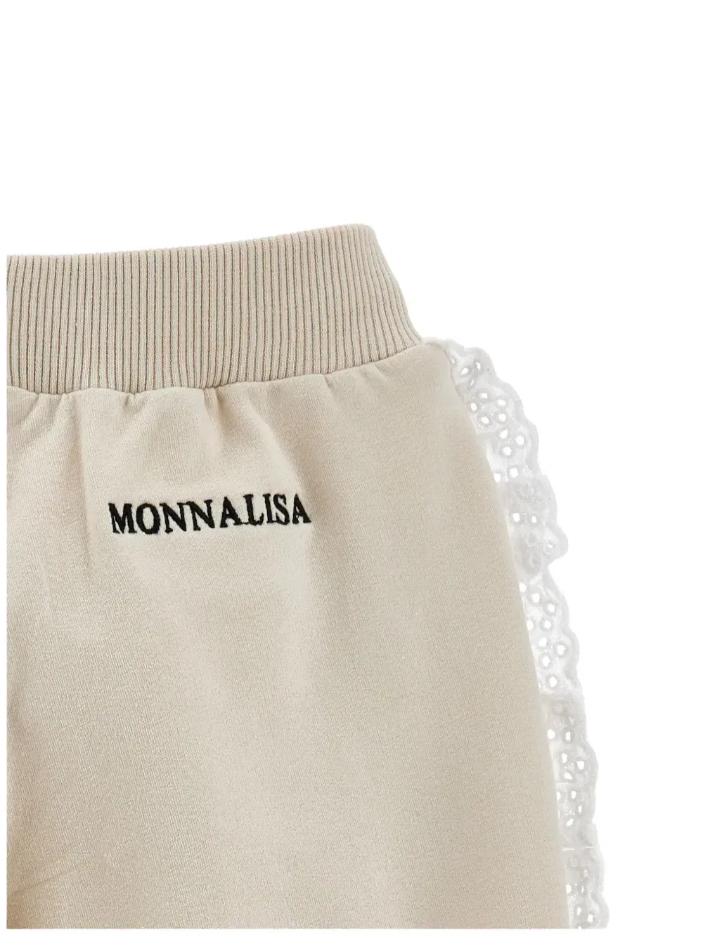 Спортивные брюки с оборками Monnalisa, бежевый — фото 4