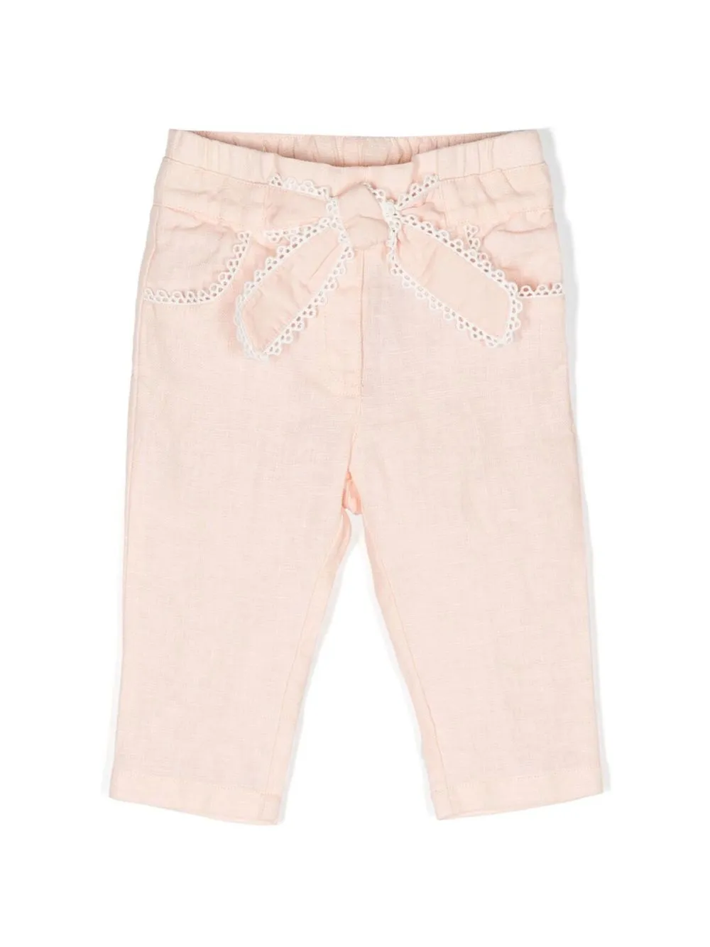 

Прямые брюки с завязками Chloé Kids, розовый