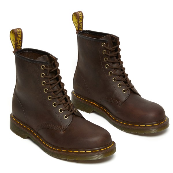 Мужские ботинки Dr. Martens 1460 кожаные с контрастной строчкой, коричневый — фото 2