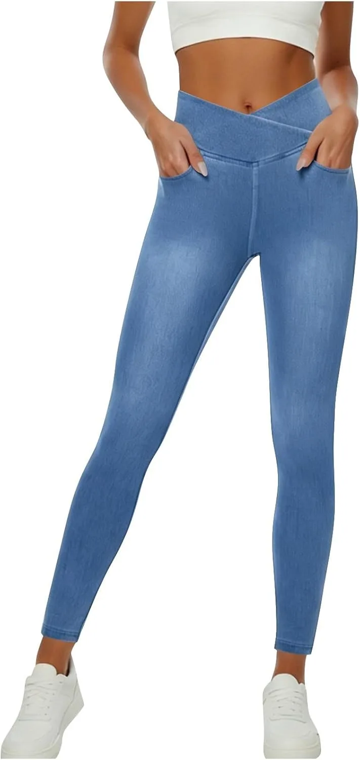 

Женские джинсы-стретч с высокой талией и карманами