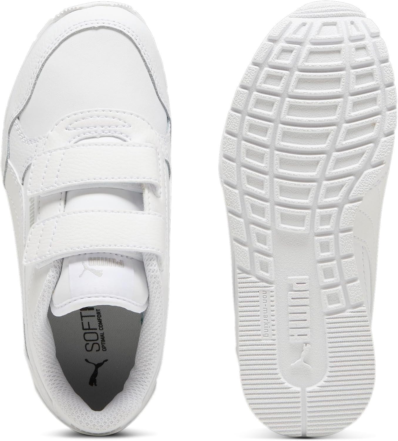 Кроссовки Puma St Runner унисекс-детские на липучке, белый/серый — фото 4