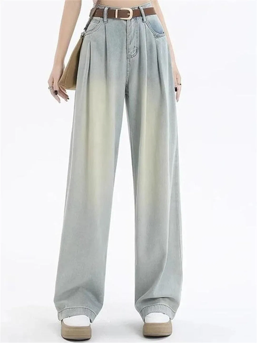 Джинсы свободные, Wide Leg, джинсы, Серый — фото 3