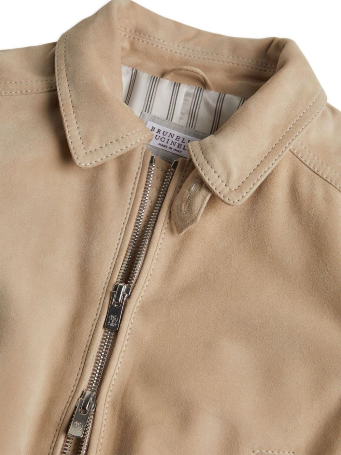 Brunello Cucinelli Kids легкая замшевая куртка, нейтральный цвет — фото 3