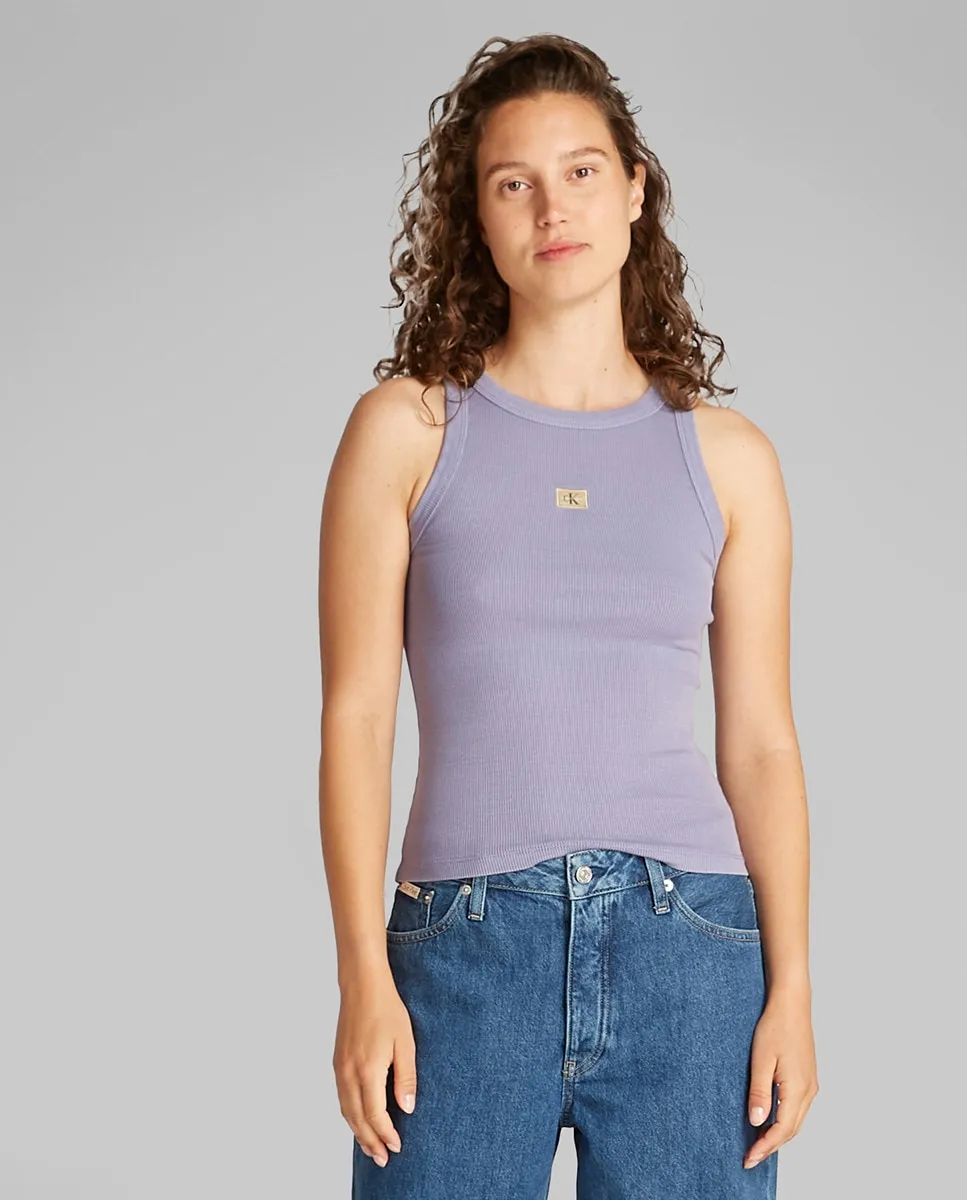 

Женская ребристая футболка без рукавов Calvin Klein Jeans, сиреневый
