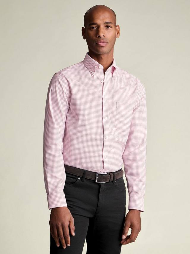 

Хлопковая рубашка с длинными рукавами в клетку Charles Tyrwhitt, Dark Pink