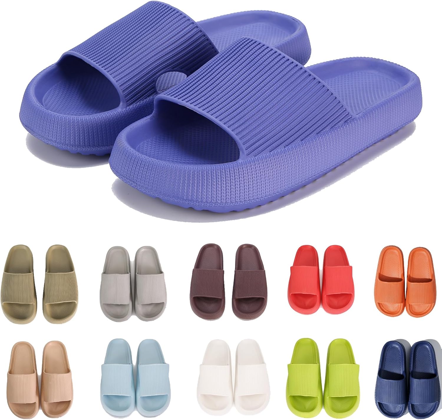 

Тапочки rosyclo Cloud для женщин и мужчин с массажной толстой подошвой, противоскользящие для душа, супер мягкие уютные тапочки для дома, для использования внутри и снаружи, синий