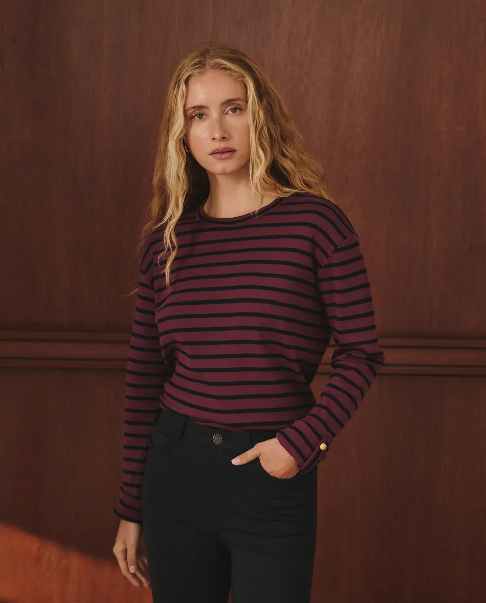 

Женская футболка с длинным рукавом и круглым вырезом в полоску Lloyd's, фиолетовый