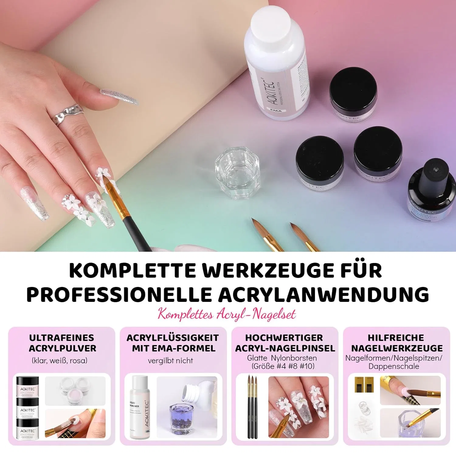 Набор для маникюра «Make Your Own Nails Set» от Aokitec ‎Aokitec, 01-Acrylic Nail Full Set — фото 3