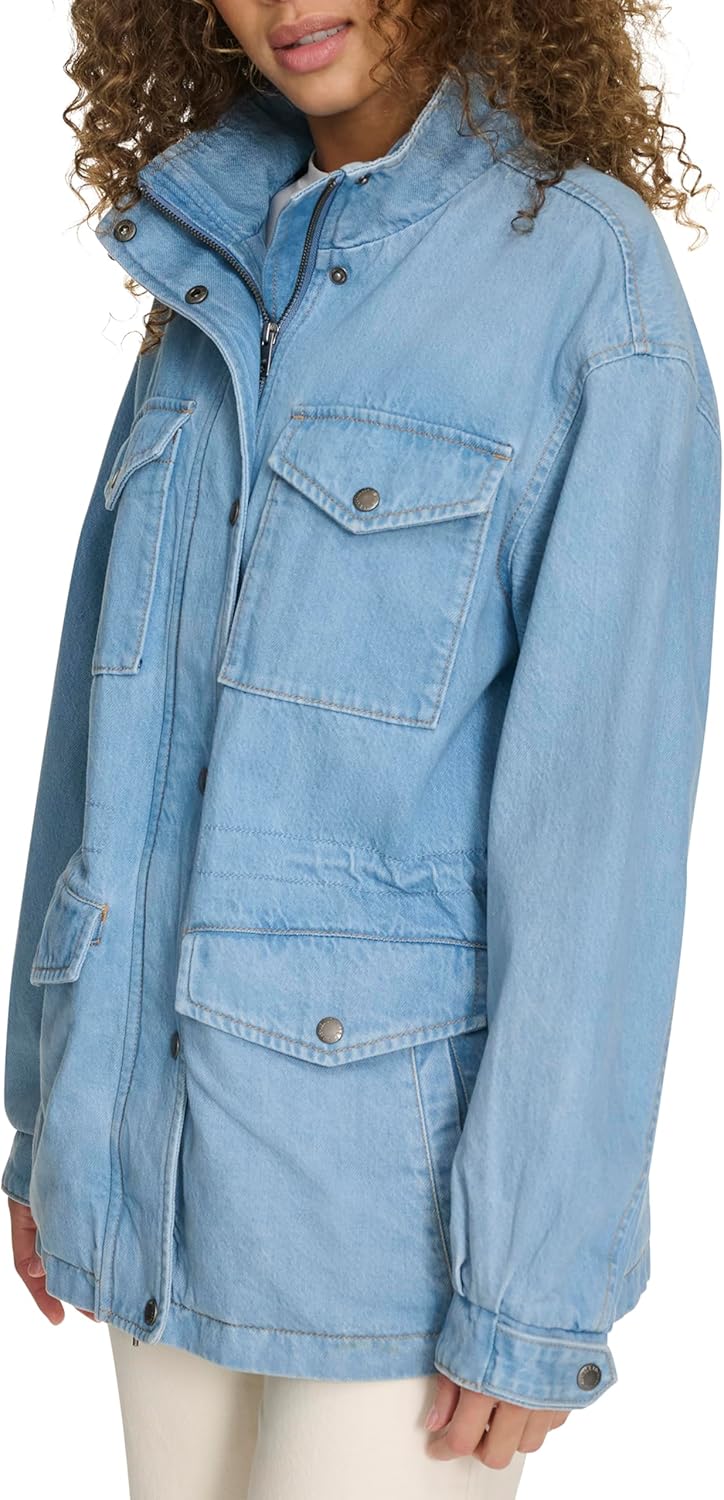 Женская куртка Levi's в стиле милитари с 4 карманами и воротником-стойкой, Light Wash Denim — фото 3
