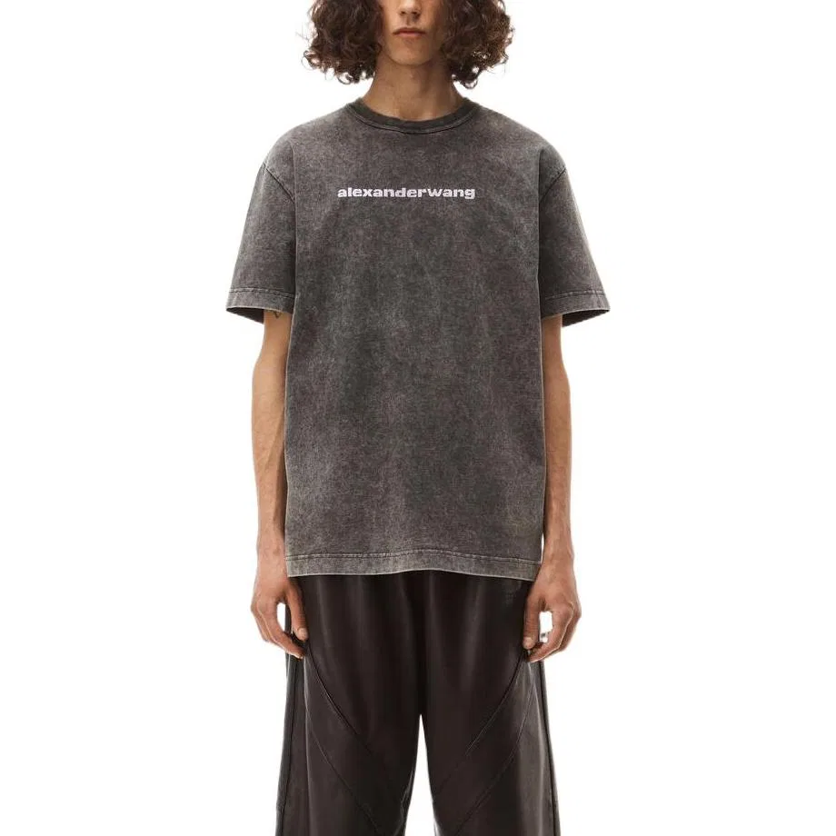 Футболка унисекс серая crew neck moderate straight fit Alexander Wang, Gray — фото 4