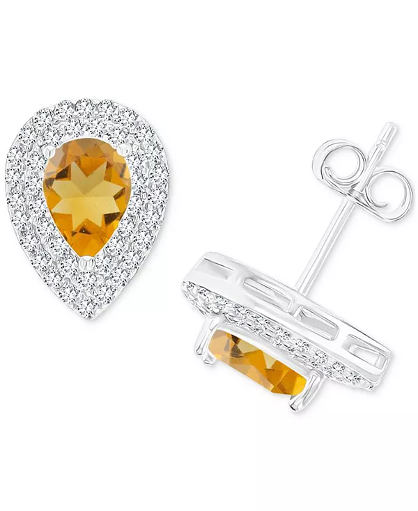

Серьги-Гвоздики с аметистом (1-1/5 карата tw) и выращенным в лаборатории белым сапфиром (1/2 карата tw) в форме груши, украшенные гало из стерлингового серебра (также с другими камнями, отмеченными знаком зодиака) Macy'S, citrine