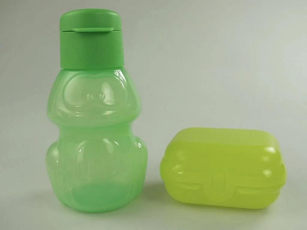 Детская бутылка для воды Tupperware EcoEasy «Лягушонок» с контейнером Mini-Twin, 2 предмета, 350 мл, зелено-желтый