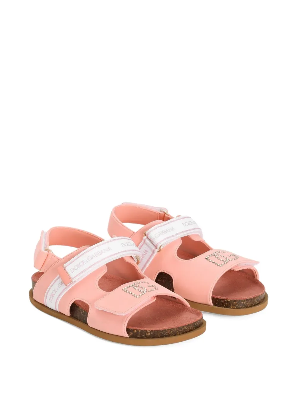 Босоножки со стразами Dolce & Gabbana Kids, розовый