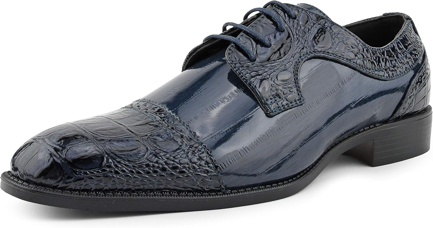 

Мужские оксфорды с мыском под крокодиловую кожу Bolano Dallas, темно-синий