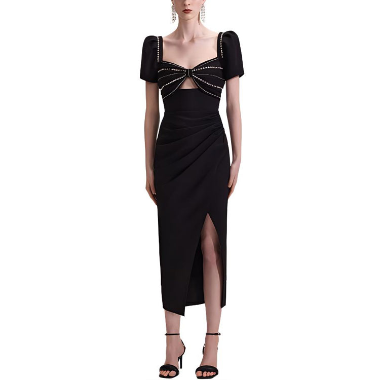 

Self-portrait Женское классическое черное платье с коротким рукавом Self Portrait