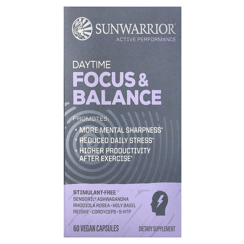 

Sunwarrior, Daytime Focus & Balance, 60 веганских капсул